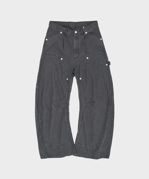 CONZ(コンズ)の「duck double knee curved leg pants(デニムパンツ・メンズ・グレー/カーキ/ブラック/ホワイト/ピンク/ライトブラウン・1/3/2)」の3枚目の写真