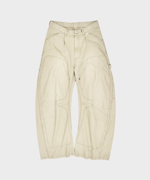 CONZ(コンズ)の「duck double knee curved leg pants(デニムパンツ・メンズ・グレー/カーキ/ブラック/ホワイト/ピンク/ライトブラウン・1/3/2)」の2枚目の写真
