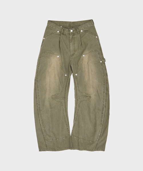 CONZ(コンズ)の「duck double knee curved leg pants(デニムパンツ・メンズ・グレー/カーキ/ブラック/ホワイト/ピンク/ライトブラウン・1/3/2)」の5枚目の写真