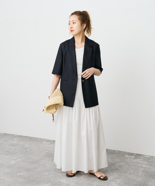 Spick & Span（スピックアンドスパン）の「《手洗い可》CO/PAシアータイプライターギャザースカート（スカート・レディース・ホワイト系その他/ブラウン・36/38）」の3枚目の写真