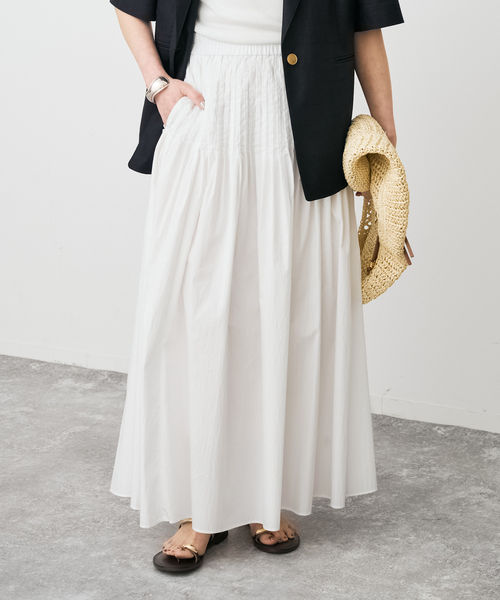 Spick & Span（スピックアンドスパン）の「《手洗い可》CO/PAシアータイプライターギャザースカート（スカート・レディース・ホワイト系その他/ブラウン・36/38）」の6枚目の写真