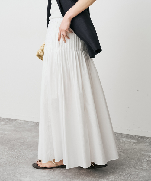 Spick & Span（スピックアンドスパン）の「《手洗い可》CO/PAシアータイプライターギャザースカート（スカート・レディース・ホワイト系その他/ブラウン・36/38）」の8枚目の写真
