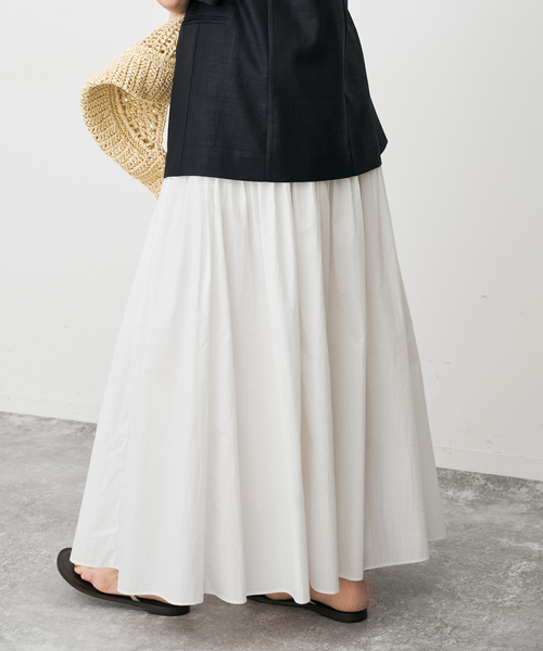 Spick & Span（スピックアンドスパン）の「《手洗い可》CO/PAシアータイプライターギャザースカート（スカート・レディース・ホワイト系その他/ブラウン・36/38）」の9枚目の写真