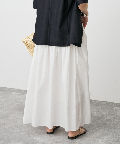Spick & Span（スピックアンドスパン）の「《手洗い可》CO/PAシアータイプライターギャザースカート（スカート・レディース・ホワイト系その他/ブラウン・36/38）」の10枚目の写真