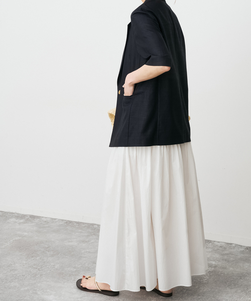 Spick & Span（スピックアンドスパン）の「《手洗い可》CO/PAシアータイプライターギャザースカート（スカート・レディース・ホワイト系その他/ブラウン・36/38）」の12枚目の写真