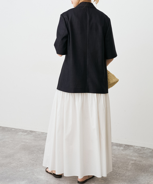 Spick & Span（スピックアンドスパン）の「《手洗い可》CO/PAシアータイプライターギャザースカート（スカート・レディース・ホワイト系その他/ブラウン・36/38）」の13枚目の写真