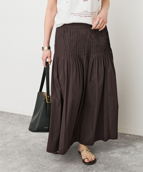 Spick & Span（スピックアンドスパン）の「《手洗い可》CO/PAシアータイプライターギャザースカート（スカート・レディース・ホワイト系その他/ブラウン・36/38）」の14枚目の写真