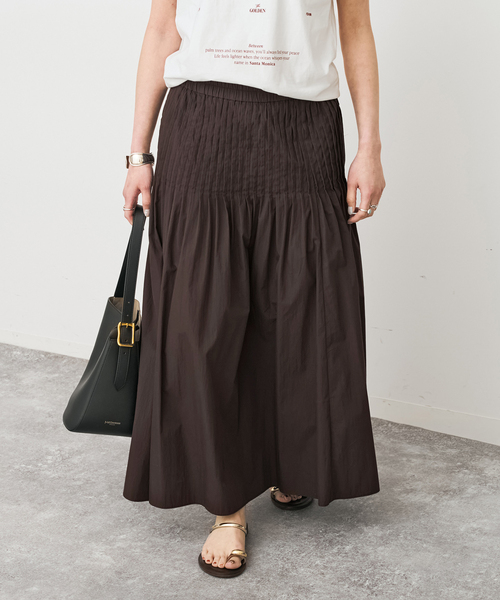 Spick & Span（スピックアンドスパン）の「《手洗い可》CO/PAシアータイプライターギャザースカート（スカート・レディース・ホワイト系その他/ブラウン・36/38）」の15枚目の写真