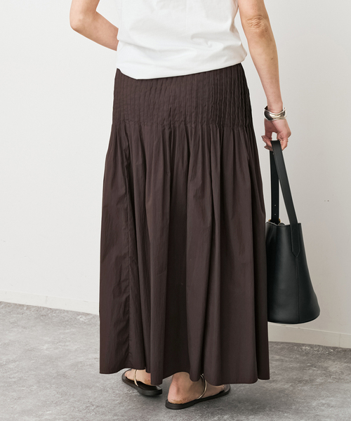 Spick & Span（スピックアンドスパン）の「《手洗い可》CO/PAシアータイプライターギャザースカート（スカート・レディース・ホワイト系その他/ブラウン・36/38）」の16枚目の写真