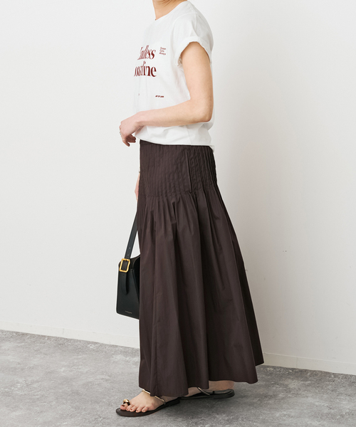 Spick & Span（スピックアンドスパン）の「《手洗い可》CO/PAシアータイプライターギャザースカート（スカート・レディース・ホワイト系その他/ブラウン・36/38）」の17枚目の写真