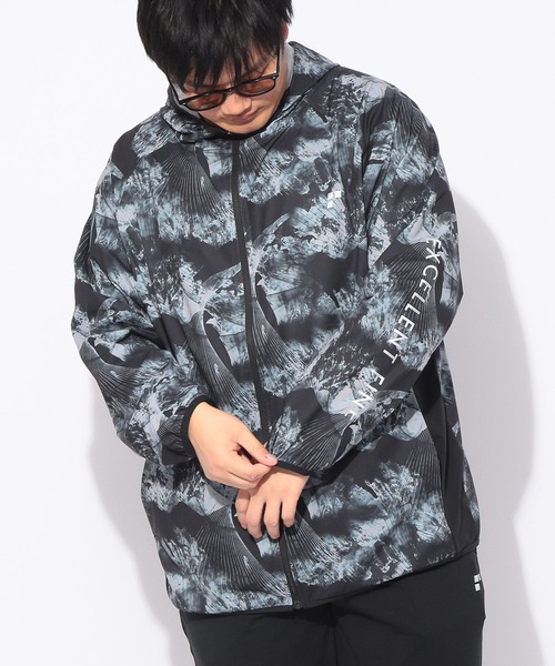 EXCELLENT FINE(エクセレント ファイン)の「パーカー 長袖 総柄 メンズ 大きいサイズ ドライ ストレッチ フルジップ パーカー EXCELLENT FINE (エクセレントファイン)(パーカー・メンズ・ライトグレー/ブルー/ブラック・X1(3L~4L)/X2(4L~5L)/X3(6L~7L))」の1枚目の写真