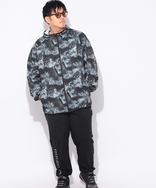 EXCELLENT FINE(エクセレント ファイン)の「パーカー 長袖 総柄 メンズ 大きいサイズ ドライ ストレッチ フルジップ パーカー EXCELLENT FINE (エクセレントファイン)(パーカー・メンズ・ライトグレー/ブルー/ブラック・X1(3L~4L)/X2(4L~5L)/X3(6L~7L))」の6枚目の写真