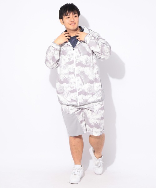 EXCELLENT FINE(エクセレント ファイン)の「パーカー 長袖 総柄 メンズ 大きいサイズ ドライ ストレッチ フルジップ パーカー EXCELLENT FINE (エクセレントファイン)(パーカー・メンズ・ライトグレー/ブルー/ブラック・X1(3L~4L)/X2(4L~5L)/X3(6L~7L))」の7枚目の写真