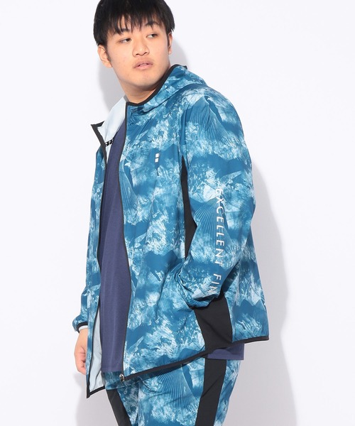 EXCELLENT FINE(エクセレント ファイン)の「パーカー 長袖 総柄 メンズ 大きいサイズ ドライ ストレッチ フルジップ パーカー EXCELLENT FINE (エクセレントファイン)(パーカー・メンズ・ライトグレー/ブルー/ブラック・X1(3L~4L)/X2(4L~5L)/X3(6L~7L))」の15枚目の写真