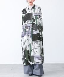 アート柄シャツワンピース
