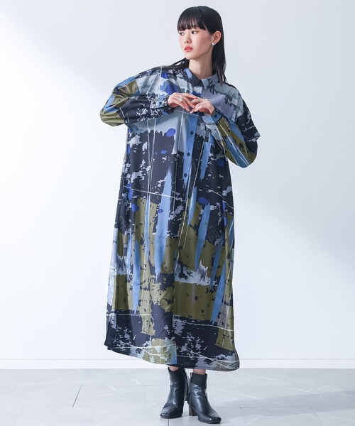 kOhAKU(コハク)の「アート柄シャツワンピース(シャツワンピース・レディース・ブラック/グレー・FREE)」の8枚目の写真