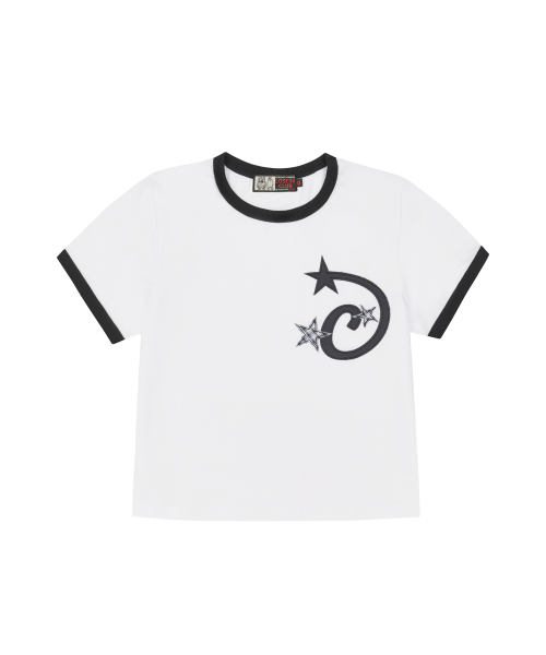 LOSERS CLUB(ルーザーズクラブ)の「スタープリケクロップリンガーTシャツウーマンフィットホワイト(Tシャツ/カットソー・レディース・その他・SMALL)」の1枚目の写真