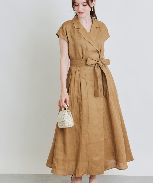 PICCIN（ピッチン）の「リネンテーラーワンピース（ワンピース・レディース・ブラック/モカ・M）」の2枚目の写真