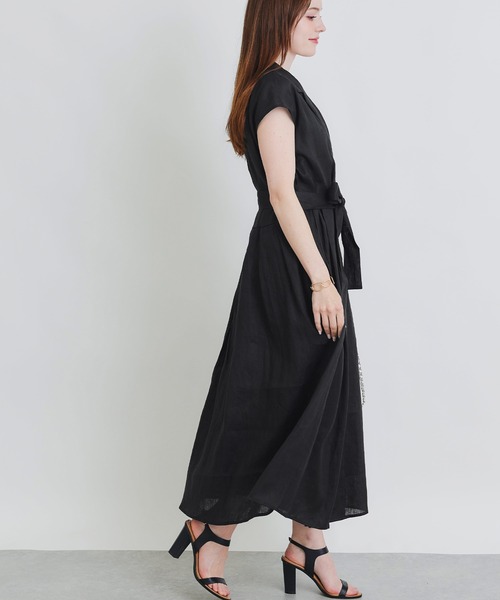 PICCIN（ピッチン）の「リネンテーラーワンピース（ワンピース・レディース・ブラック/モカ・M）」の4枚目の写真