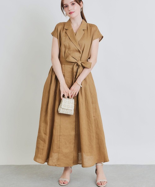 PICCIN（ピッチン）の「リネンテーラーワンピース（ワンピース・レディース・ブラック/モカ・M）」の10枚目の写真