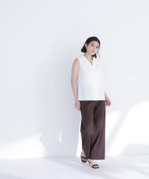 NATURAL BEAUTY BASIC(ナチュラルビューティーベーシック)の「開襟とろみブラウス(シャツ/ブラウス・レディース・ライトグリーン/ブラウン/オフホワイト・フリ-)」の19枚目の写真
