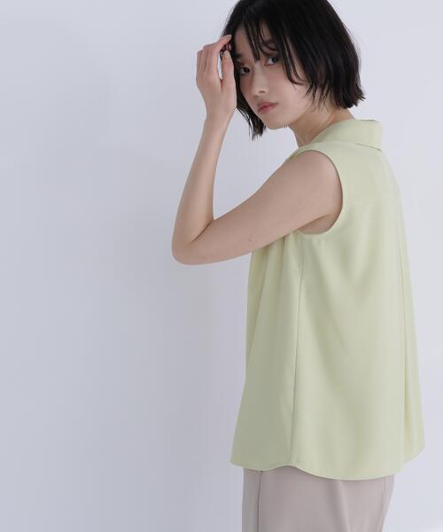NATURAL BEAUTY BASIC(ナチュラルビューティーベーシック)の「開襟とろみブラウス(シャツ/ブラウス・レディース・ライトグリーン/ブラウン/オフホワイト・フリ-)」の4枚目の写真
