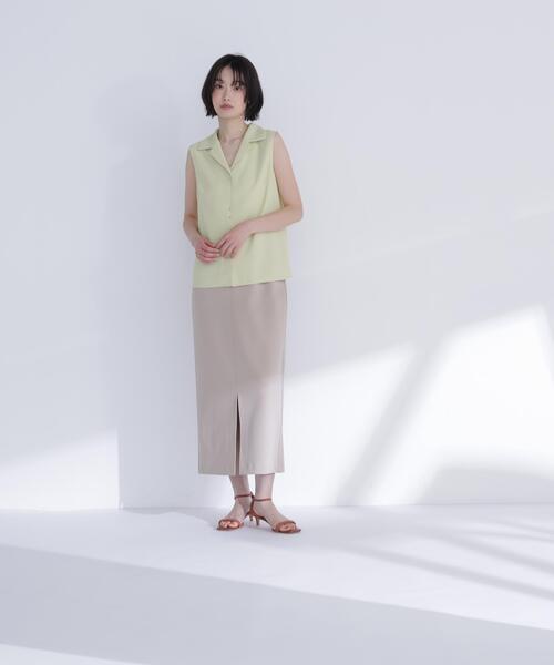 NATURAL BEAUTY BASIC(ナチュラルビューティーベーシック)の「開襟とろみブラウス(シャツ/ブラウス・レディース・ライトグリーン/ブラウン/オフホワイト・フリ-)」の8枚目の写真