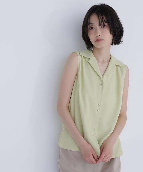NATURAL BEAUTY BASIC(ナチュラルビューティーベーシック)の「開襟とろみブラウス(シャツ/ブラウス・レディース・ライトグリーン/ブラウン/オフホワイト・フリ-)」の9枚目の写真