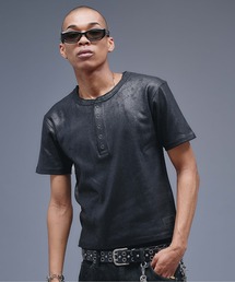 ANDER HUNK(�A���_�[�n���N)��Coated Henry neck Rib T-shirt / �R�[�e�B���O�w�����[�l�b�N���uT�V���c(T�V���c/�J�b�g�\�[)
