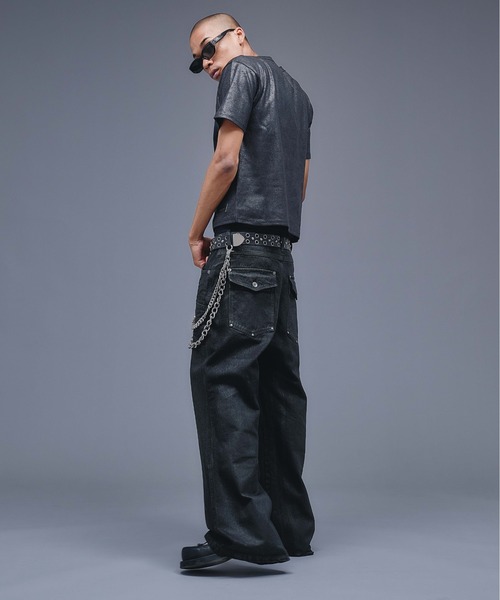 ANDER HUNK(アンダーハンク)の「Coated Henry neck Rib T-shirt / コーティングヘンリーネックリブTシャツ(Tシャツ/カットソー・メンズ・ブラック/パープル・MEDIUM/LARGE)」の10枚目の写真