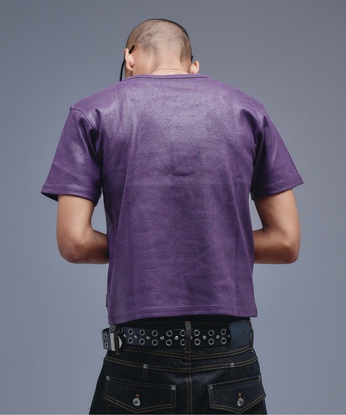 ANDER HUNK(アンダーハンク)の「Coated Henry neck Rib T-shirt / コーティングヘンリーネックリブTシャツ(Tシャツ/カットソー・メンズ・ブラック/パープル・MEDIUM/LARGE)」の20枚目の写真