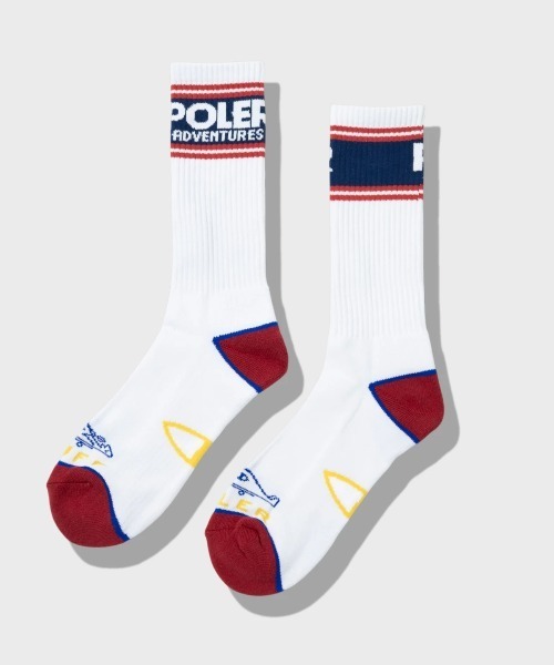 POLeR(ポーラー)の「POLeR/ポーラー SKATE SOCKS(ソックス/靴下・メンズ・ブルー/レッド・FREE)」の1枚目の写真