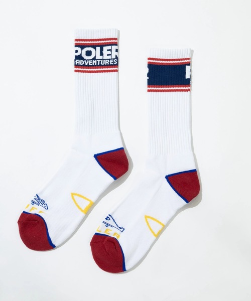 POLeR(ポーラー)の「POLeR/ポーラー SKATE SOCKS(ソックス/靴下・メンズ・ブルー/レッド・FREE)」の6枚目の写真