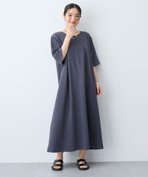 【anyfee/大きいサイズ】着てサラなめらかポンチ素材Aラインワンピース《接触冷感・吸水速乾》(2026SS)