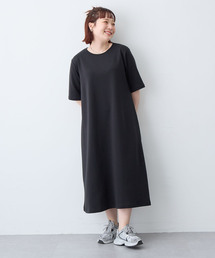 【anyfee/大きいサイズ】着てサラなめらかポンチ素材Aラインワンピース《接触冷感・吸水速乾》(2026SS)