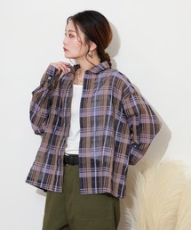 LE MELANGE オーバーサイズチェックシャツ 長袖