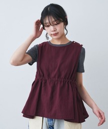 MEKEARISA×mensha! ガーゼでドレスアップ! ペプラムノースリーブトップス