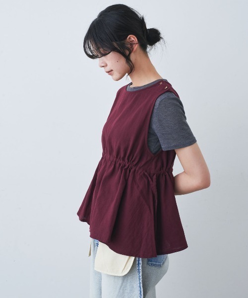 mensha!(メンシャ)の「MEKEARISA×mensha! ガーゼでドレスアップ! ペプラムノースリーブトップス(その他トップス・レディース・ワイン/ホワイト/ブラック・M/L/LL)」の9枚目の写真