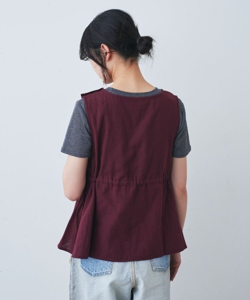 mensha!(メンシャ)の「MEKEARISA×mensha! ガーゼでドレスアップ! ペプラムノースリーブトップス(その他トップス・レディース・ワイン/ホワイト/ブラック・M/L/LL)」の10枚目の写真