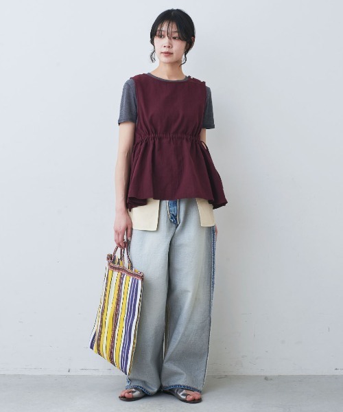 mensha!(メンシャ)の「MEKEARISA×mensha! ガーゼでドレスアップ! ペプラムノースリーブトップス(その他トップス・レディース・ワイン/ホワイト/ブラック・M/L/LL)」の11枚目の写真