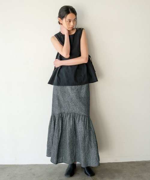 mensha!(メンシャ)の「MEKEARISA×mensha! ガーゼでドレスアップ! ペプラムノースリーブトップス(その他トップス・レディース・ワイン/ホワイト/ブラック・M/L/LL)」の7枚目の写真