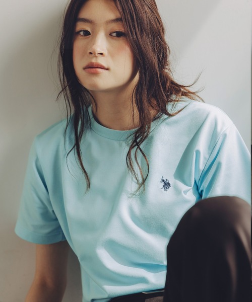 U.S. POLO ASSN.（ユーエスポロアッスン）の「U.S. POLO ASSN. 別注 ワンポイント刺繍 コンパクト半袖ベーシックTシャツ（Tシャツ/カットソー・メンズ・サックスブルー/ピンク/ブラック/ホワイト/ベージュ/ネイビー/チャコール・S/XL/L/M）」の11枚目の写真