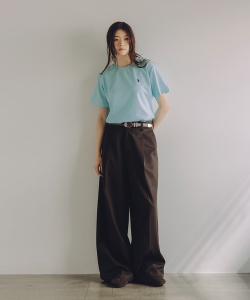 U.S. POLO ASSN.（ユーエスポロアッスン）の「U.S. POLO ASSN. 別注 ワンポイント刺繍 コンパクト半袖ベーシックTシャツ（Tシャツ/カットソー・メンズ・サックスブルー/ピンク/ブラック/ホワイト/ベージュ/ネイビー/チャコール・S/XL/L/M）」の18枚目の写真