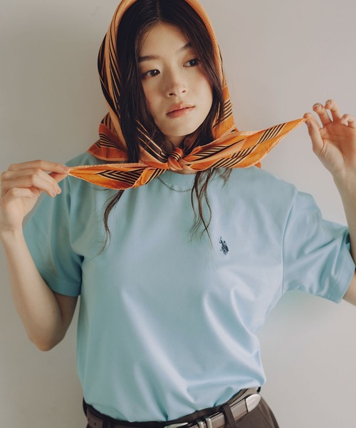 U.S. POLO ASSN.（ユーエスポロアッスン）の「U.S. POLO ASSN. 別注 ワンポイント刺繍 コンパクト半袖ベーシックTシャツ（Tシャツ/カットソー・メンズ・サックスブルー/ピンク/ブラック/ホワイト/ベージュ/ネイビー/チャコール・S/XL/L/M）」の14枚目の写真