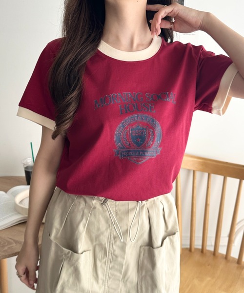 CLEA(クレア)の「ヴィンテージ風アソートロゴプリント配色リンガー半袖Tシャツ(Tシャツ/カットソー・レディース・その他2/その他1/その他4/その他3・FREE)」の8枚目の写真