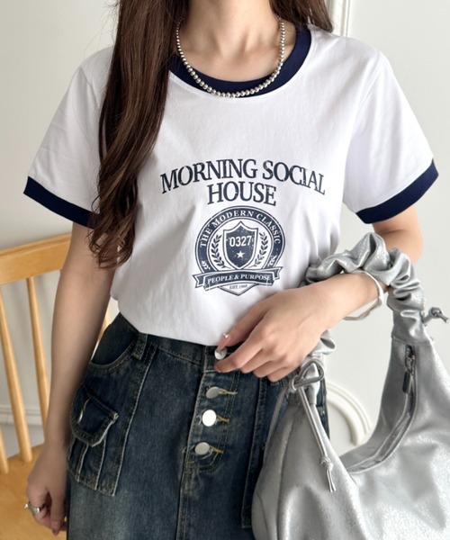 CLEA(クレア)の「ヴィンテージ風アソートロゴプリント配色リンガー半袖Tシャツ(Tシャツ/カットソー・レディース・その他2/その他1/その他4/その他3・FREE)」の11枚目の写真