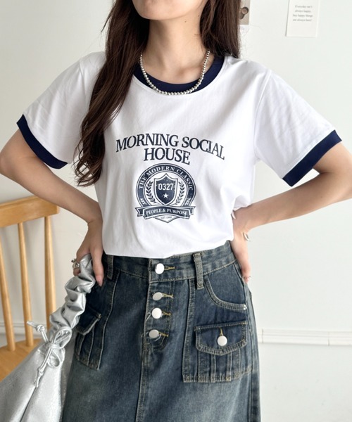 CLEA(クレア)の「ヴィンテージ風アソートロゴプリント配色リンガー半袖Tシャツ(Tシャツ/カットソー・レディース・その他2/その他1/その他4/その他3・FREE)」の12枚目の写真