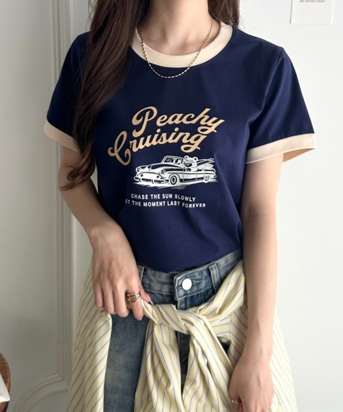 CLEA(クレア)の「ヴィンテージ風アソートロゴプリント配色リンガー半袖Tシャツ(Tシャツ/カットソー・レディース・その他2/その他1/その他4/その他3・FREE)」の19枚目の写真
