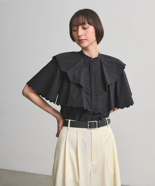 UNITED ARROWS(ユナイテッドアローズ)の「スカラップ フリル ブラウス ‐はっ水 UVカット 防しわ ウォッシャブル‐(シャツ/ブラウス・レディース・ブラック/ネイビー/ホワイト・FREE)」の19枚目の写真