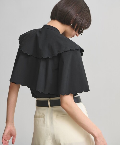 UNITED ARROWS(ユナイテッドアローズ)の「スカラップ フリル ブラウス ‐はっ水 UVカット 防しわ ウォッシャブル‐(シャツ/ブラウス・レディース・ブラック/ネイビー/ホワイト・FREE)」の20枚目の写真